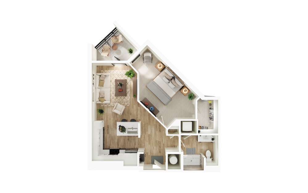 A8 - 1 bedroom floorplan layout with 1 bath and 797 square feet.