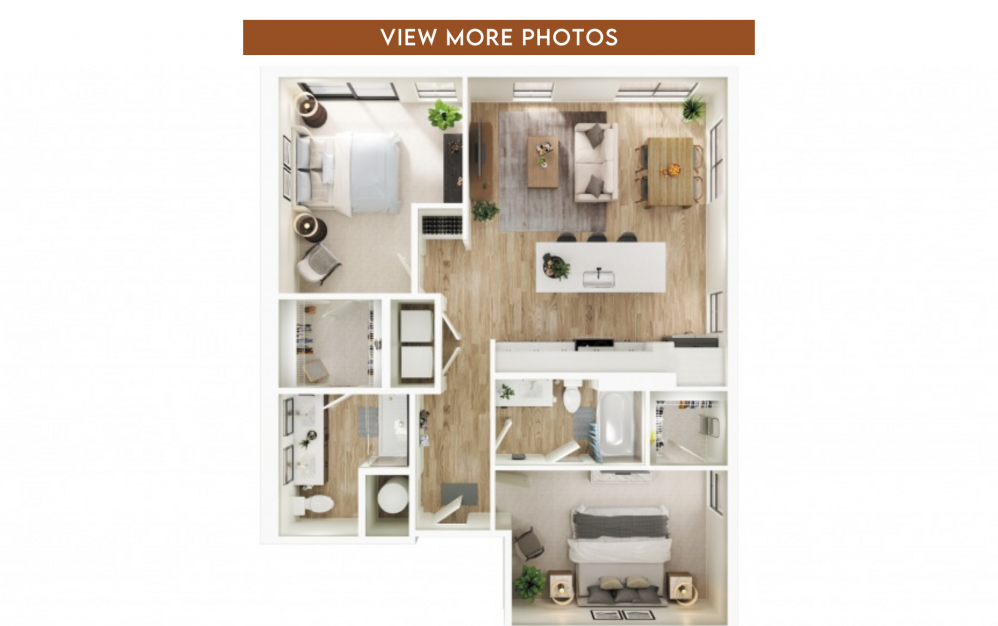B6 - 2 bedroom floorplan layout with 2 baths and 1118 square feet. (Floorplan)
