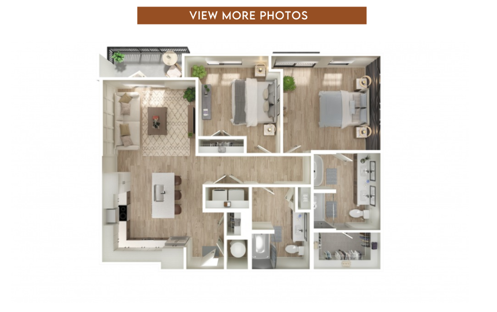 B7-P - 2 bedroom floorplan layout with 2 bathrooms and 1224 square feet (Floorplan
)