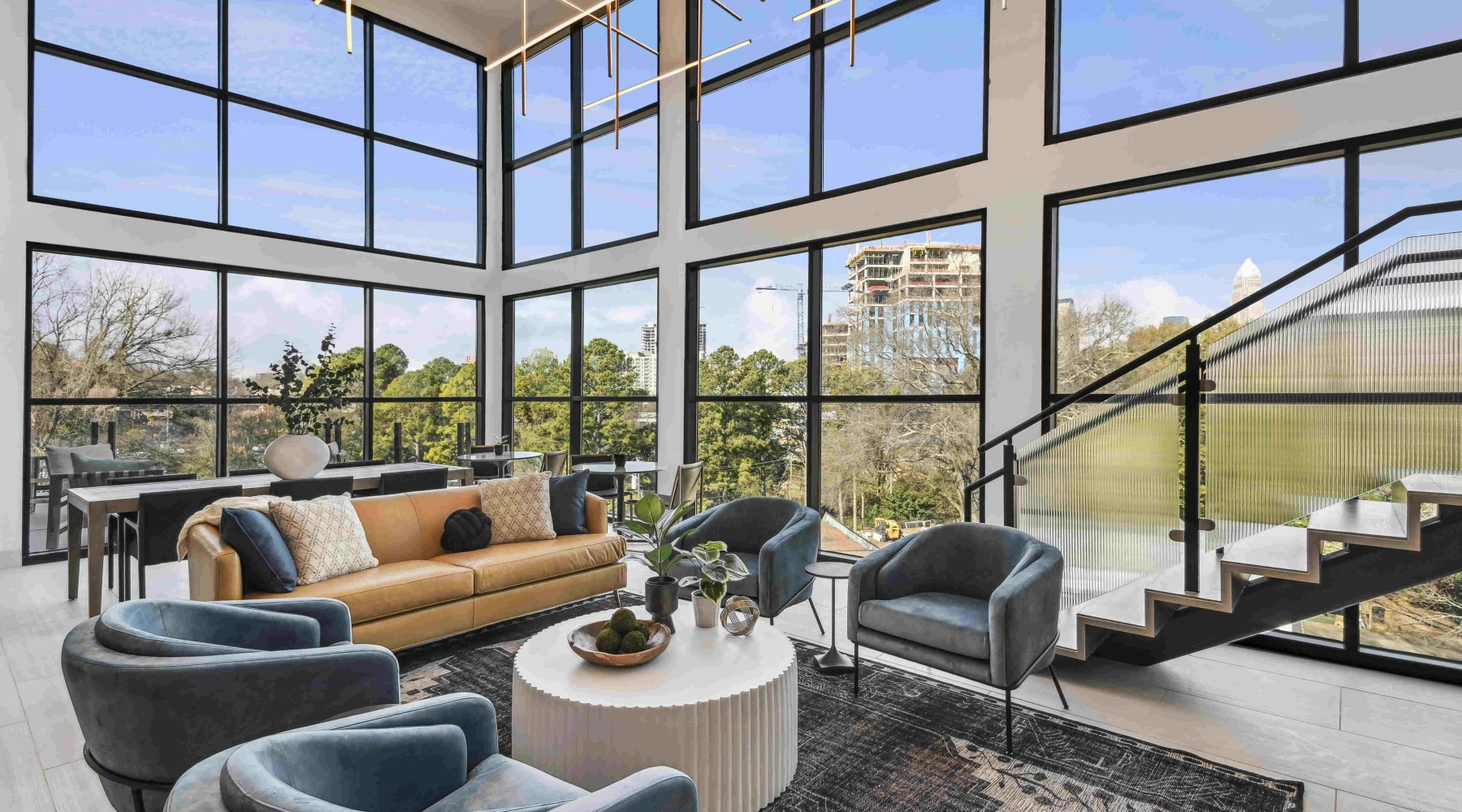 Sky lounge, seating, tables, games, balcony