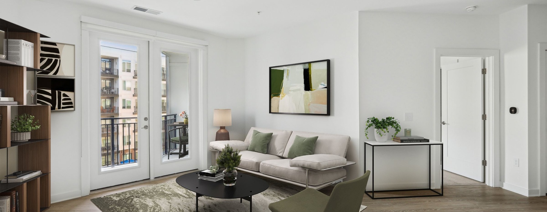 Living and Balcony at Solis Midtown in Charlotte North Carolina