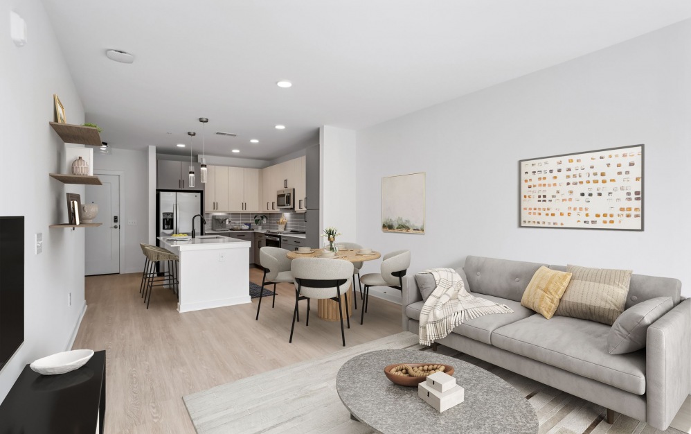 A3 - 1 bedroom floorplan layout with 1 bath and 724 square feet. (Livingroom)